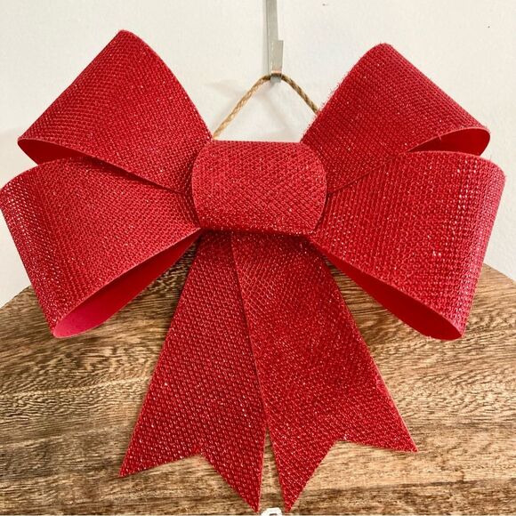 WELCOME TO OUR HOME Round Wood Decor Red Bird Wreath Red Bow Large Hanging 14 in - Picture 6 of 7